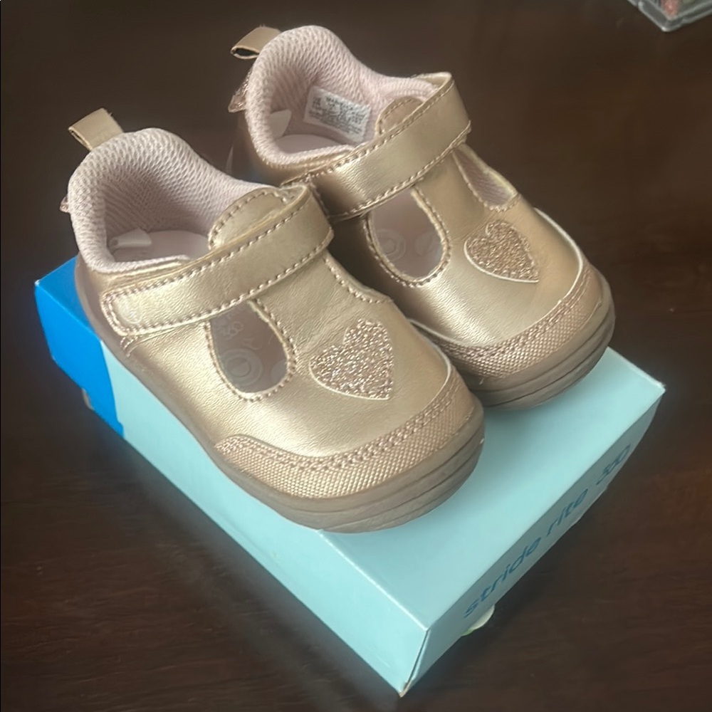 Gold Stride Rite Kids Shoes with Heart